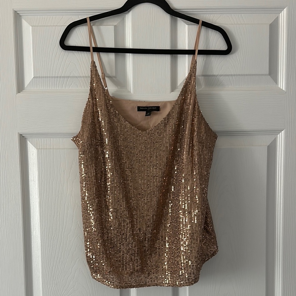 Banana Republic Gold Sequin Camisole Top